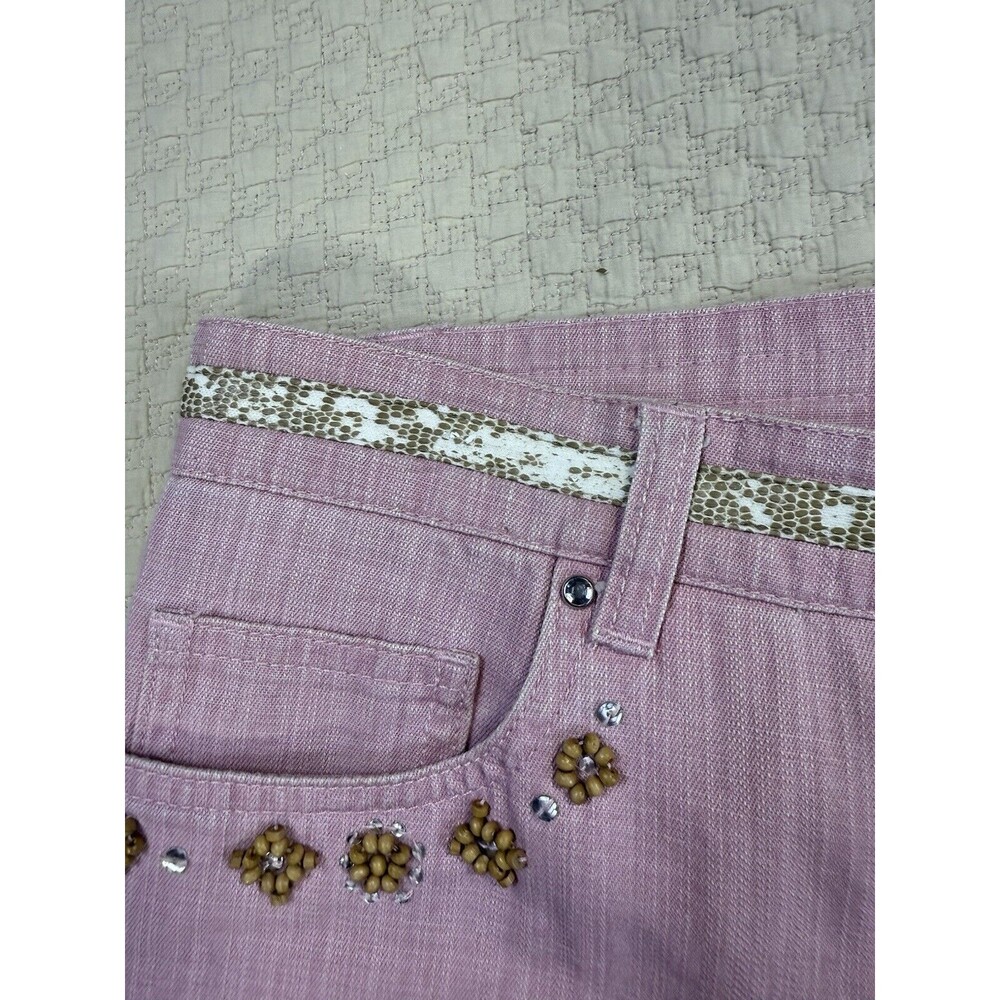 Nancy Bolen Hippie Jeans Embellished Mid Rise City Girl | Pink | Size 10 - Picture 5 of 13